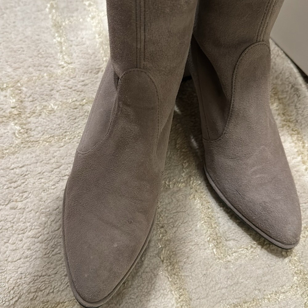 Stuart Weiztman Gray Suede Otk Boots - image 2